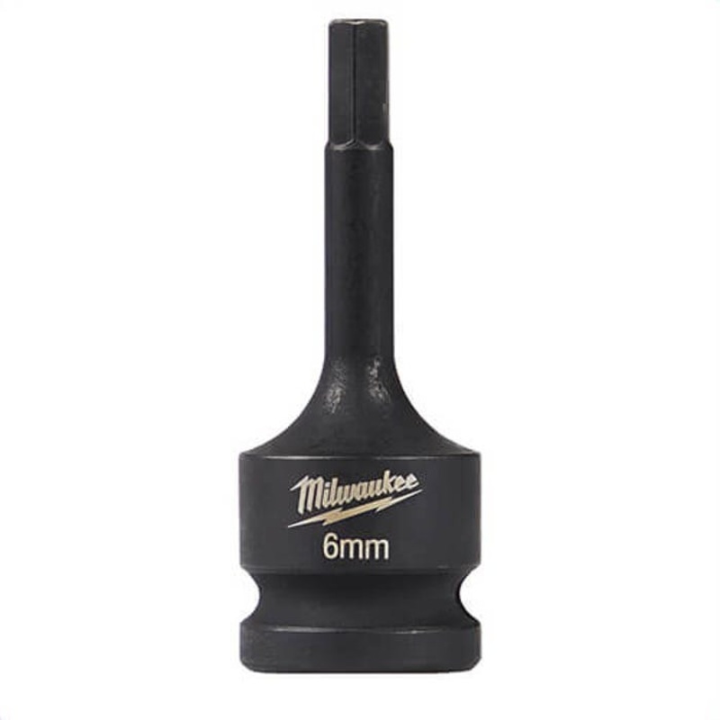 Milwaukee 49-66-5146 ShockWave Lineman's Socket Driver Bit, 1/2 in Square Drive, 6 mm