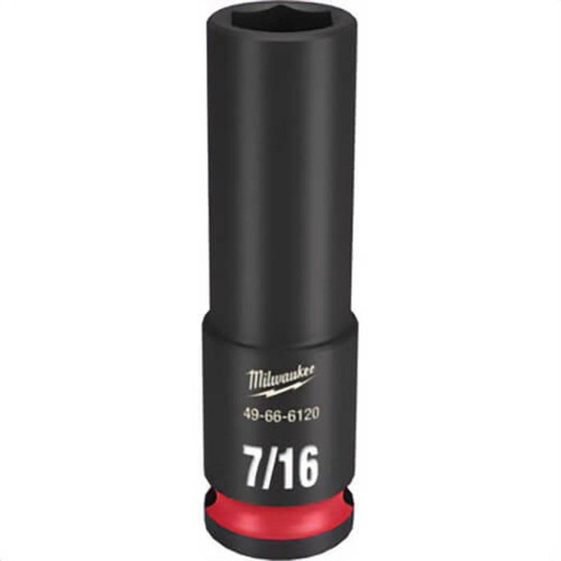 Milwaukee 49-66-6120 ShockWave Impact Duty Socket, 3/8 in Hex Drive, 7/16 in Deep Socket, 6 Points