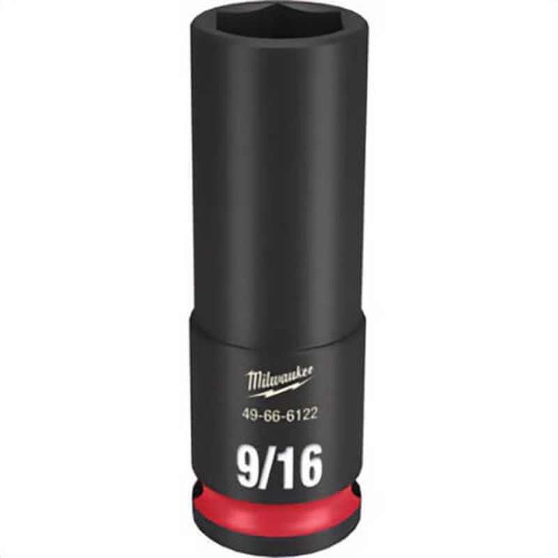Milwaukee 49-66-6122 ShockWave Impact Duty Socket, 3/8 in Hex Drive, 9/16 in Deep Socket, 6 Points