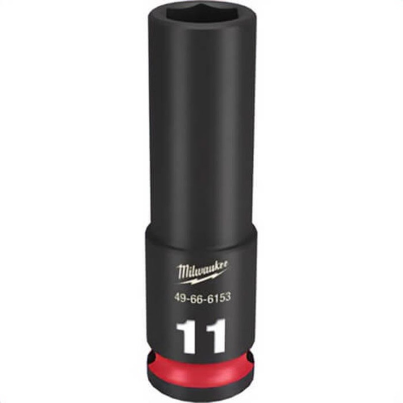Milwaukee 49-66-6153 ShockWave Impact Duty Socket, 3/8 in Hex Drive, 11 mm Deep Socket, 6 Points