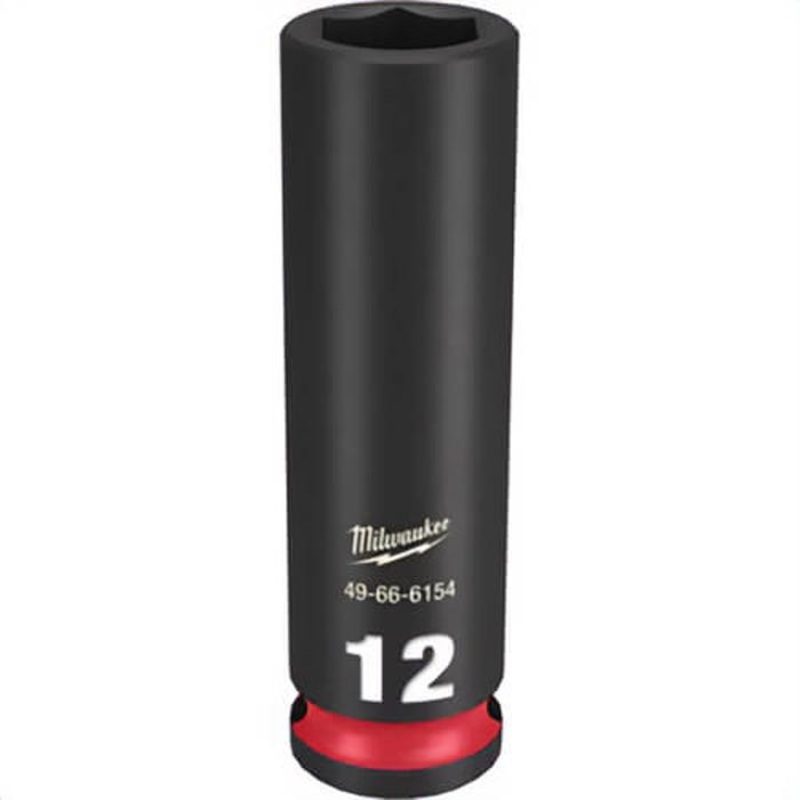 Milwaukee 49-66-6154 ShockWave Impact Duty Socket, 3/8 in Hex Drive, 12 mm Deep Socket, 6 Points