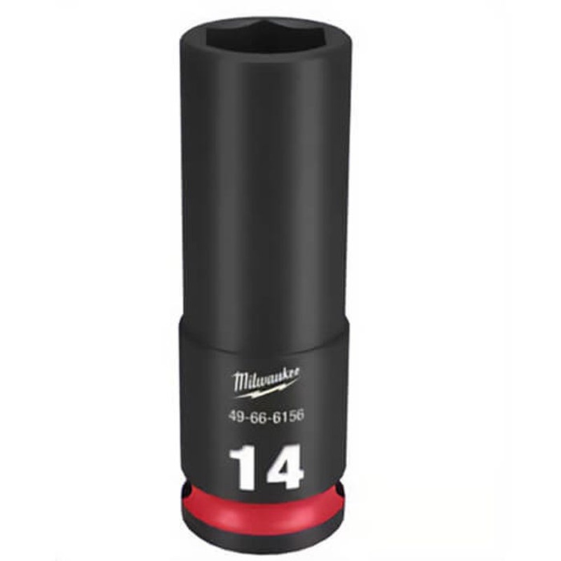 Milwaukee 49-66-6156 ShockWave Impact Duty Socket, 3/8 in Hex Drive, 14 mm Deep Socket, 6 Points