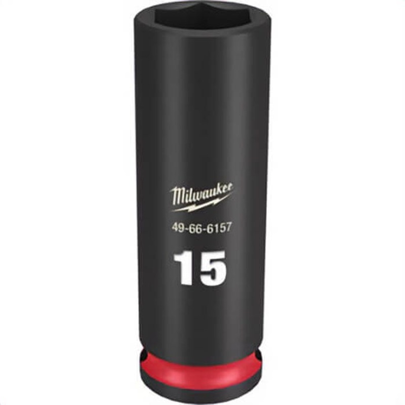 Milwaukee 49-66-6157 ShockWave Impact Duty Socket, 3/8 in Hex Drive, 15 mm Deep Socket, 6 Points