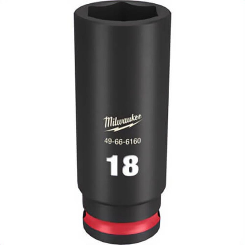Milwaukee 49-66-6160 ShockWave Impact Duty Socket, 3/8 in Hex Drive, 18 mm Deep Socket, 6 Points