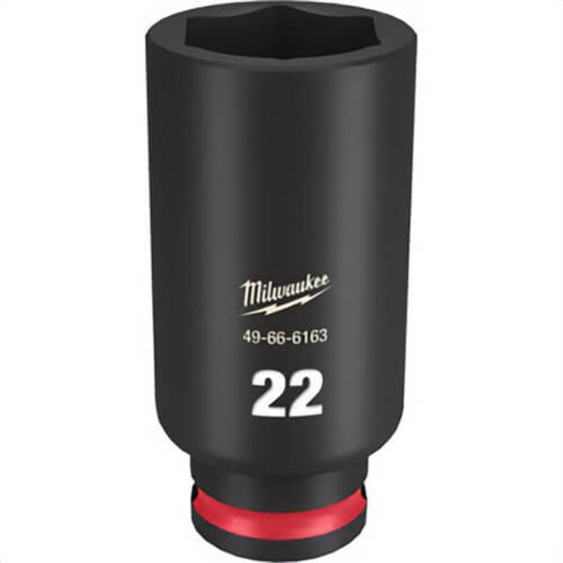 Milwaukee 49-66-6163 ShockWave Impact Duty Socket, 3/8 in Hex Drive, 22 mm Deep Socket, 6 Points