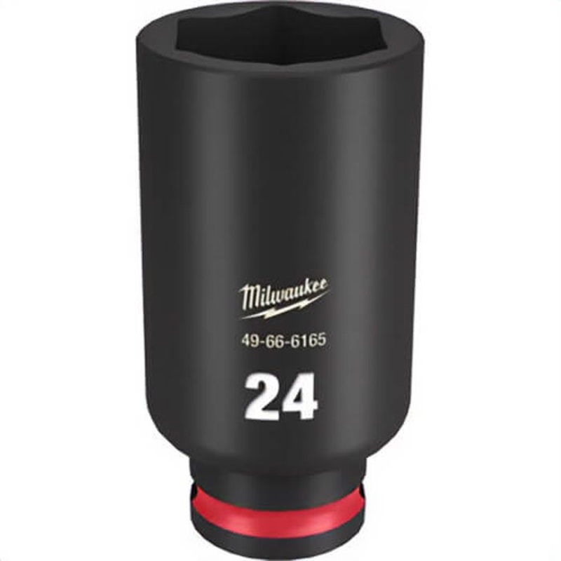 Milwaukee 49-66-6165 ShockWave Impact Duty Socket, 3/8 in Hex Drive, 24 mm Deep Socket, 6 Points