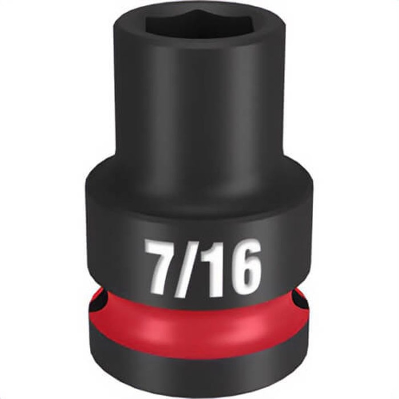 Milwaukee 49-66-6201 ShockWave Impact Duty Socket, 1/2 in Hex Drive, 7/16 in Standard Socket, 6 Points