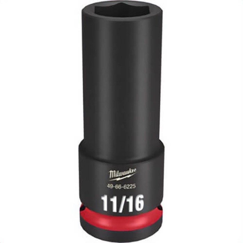 Milwaukee 49-66-6225 ShockWave Impact Duty Socket, 1/2 in Hex Drive, 11/16 in Deep Socket, 6 Points
