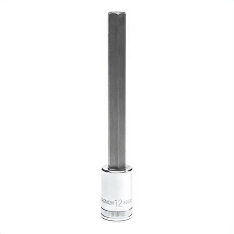 Gearwrench 82582 Long L Knurled Bit Socket, 1/2 in Hex Drive, 12 mm, 4.88 in L Bit, ASME Specified
