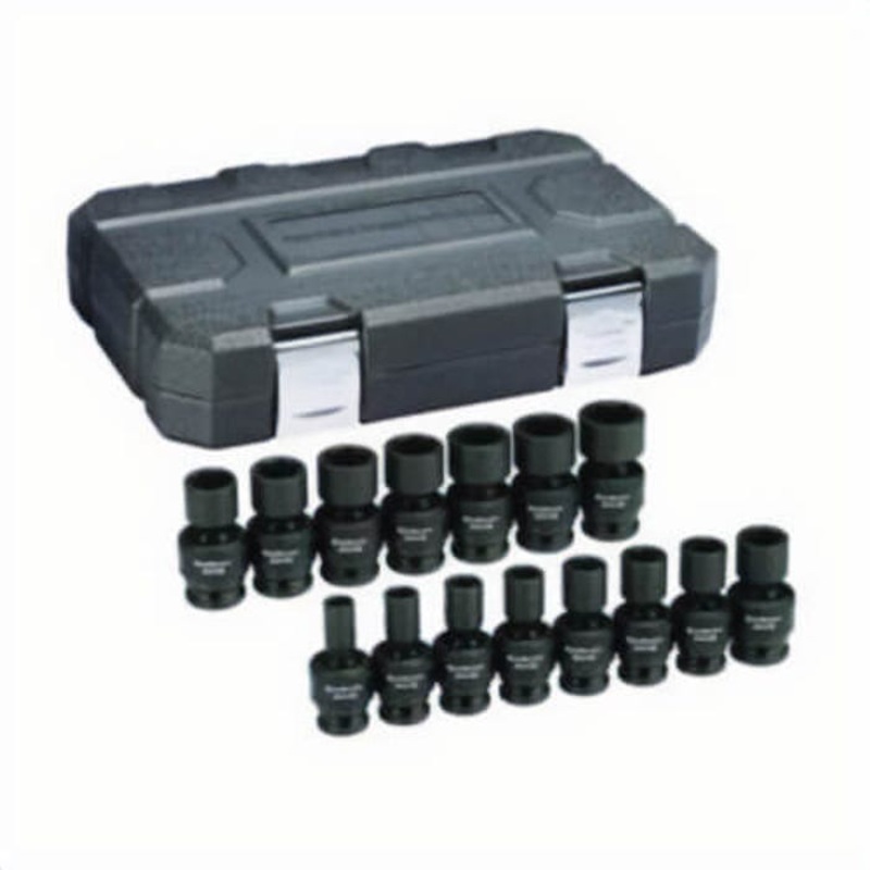 Gearwrench 84939N Universal Impact Socket Set, 6 Points, 1/2 in Drive, 15 pc, Included Socket Size: 10 to 24 mm