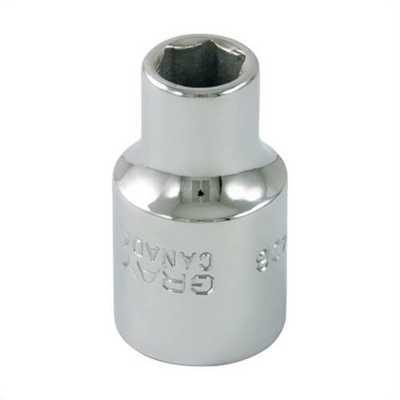 Gray Tools 406 Standard Socket, Imperial, 1/2 in, 3/8 in Hex Socket, 6 Points