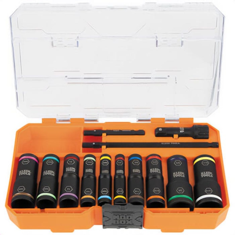 Klein 65239 Flip Impact Socket Set, SAE and Metric, 13 pc
