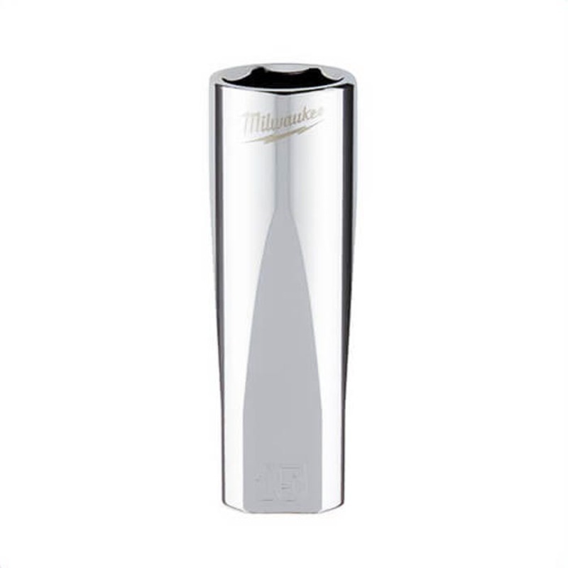 Milwaukee 45-34-0015 Deep Socket, 3/8 in, 15 mm, 6 Points, Polished Chrome