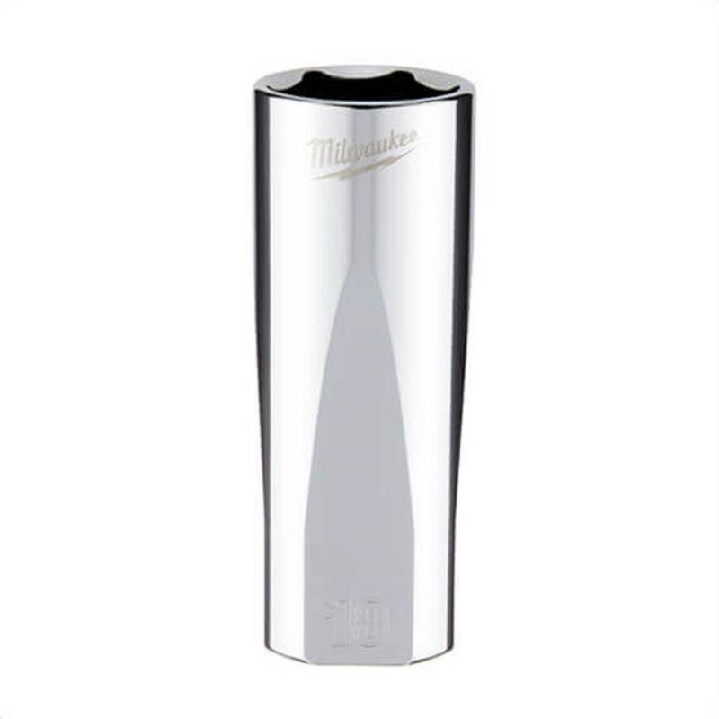 Milwaukee 45-34-0118 Deep Socket, 3/8 in, 18 mm, 6 Points, Polished Chrome