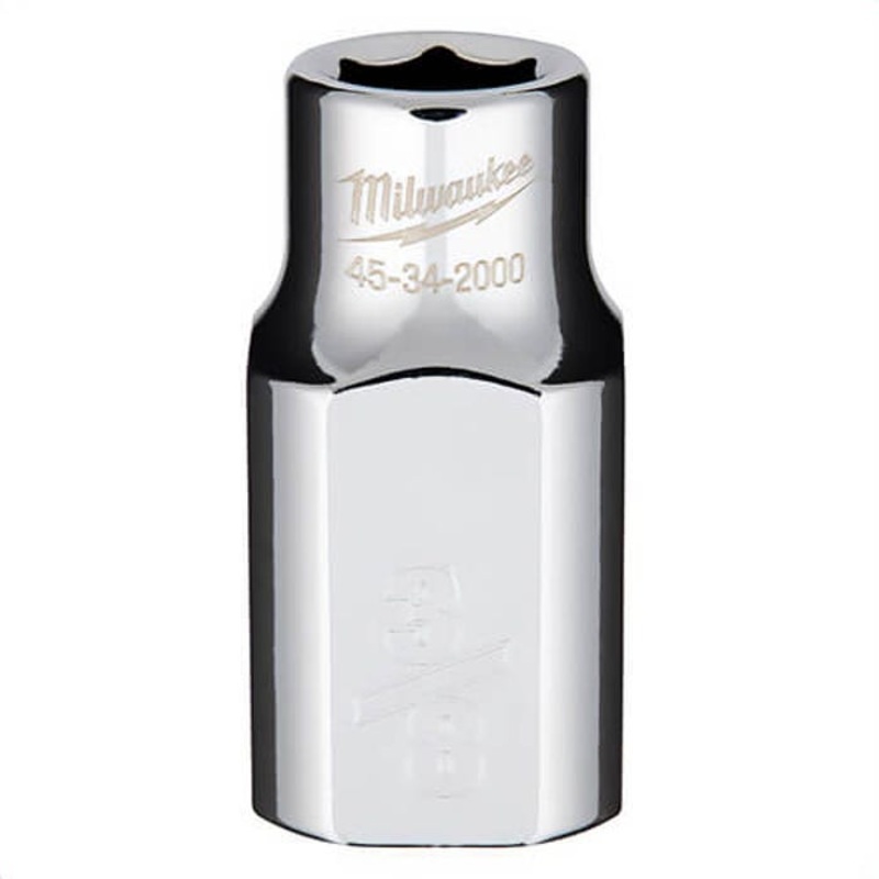 Milwaukee 45-34-2000 Standard Socket, 1/2 in, 3/8 in, 6 Points, Polished Chrome