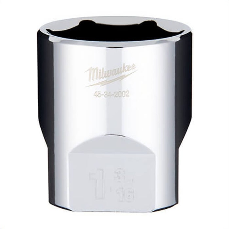 Milwaukee 45-34-2002 Standard Socket, 1/2 in, 1-3/16 in, 6 Points, Polished Chrome