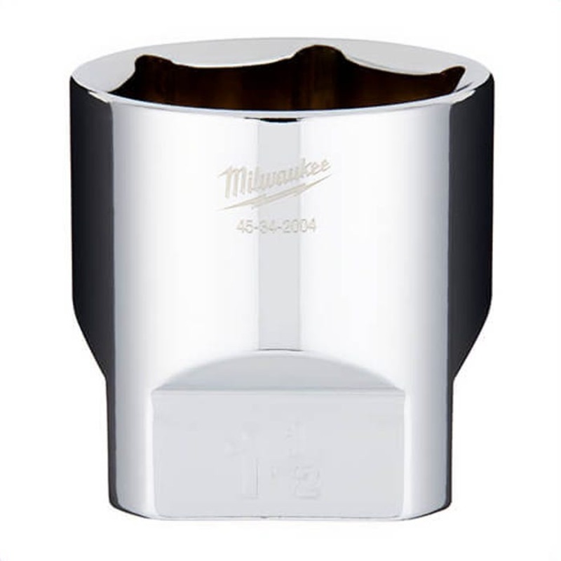 Milwaukee 45-34-2004 Standard Socket, 1/2 in, 1-1/2 in, 6 Points, Polished Chrome