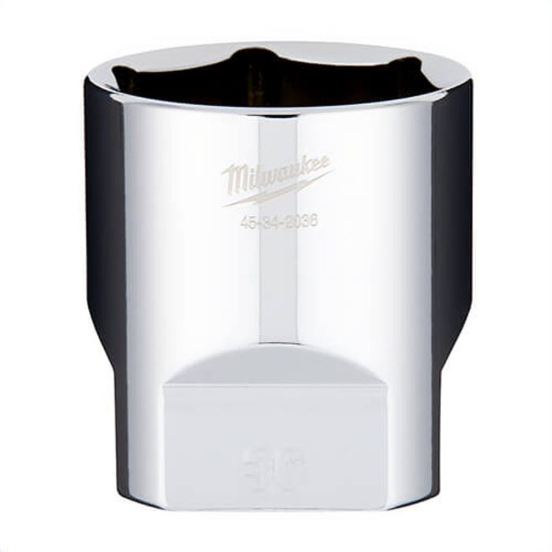 Milwaukee 45-34-2036 Standard Socket, 1/2 in, 36 mm, 6 Points, Polished Chrome