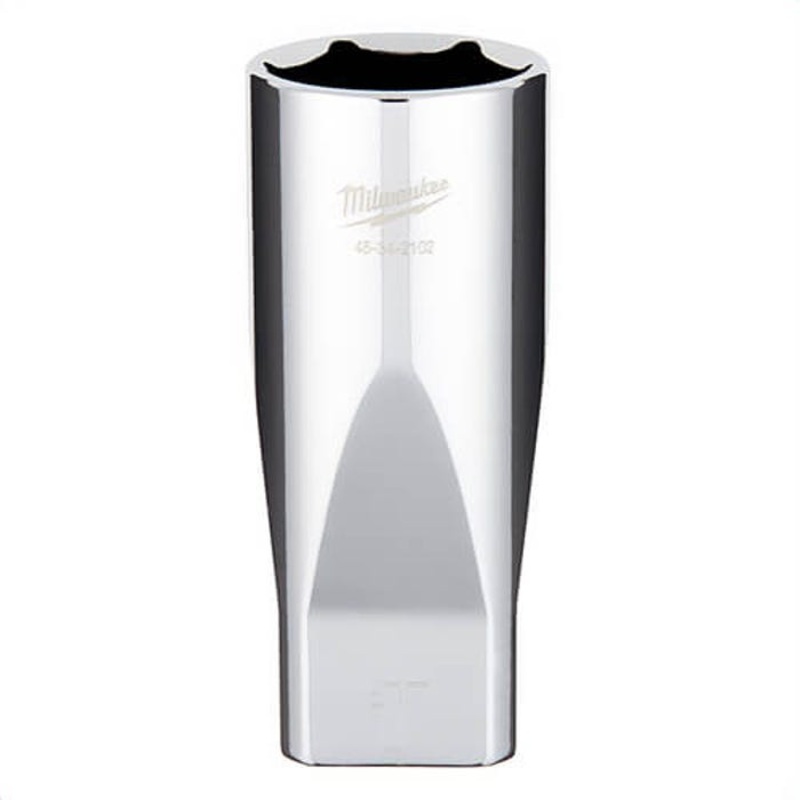 Milwaukee 45-34-2102 Deep Socket, 1/2 in, 1 in, 6 Points, Polished Chrome