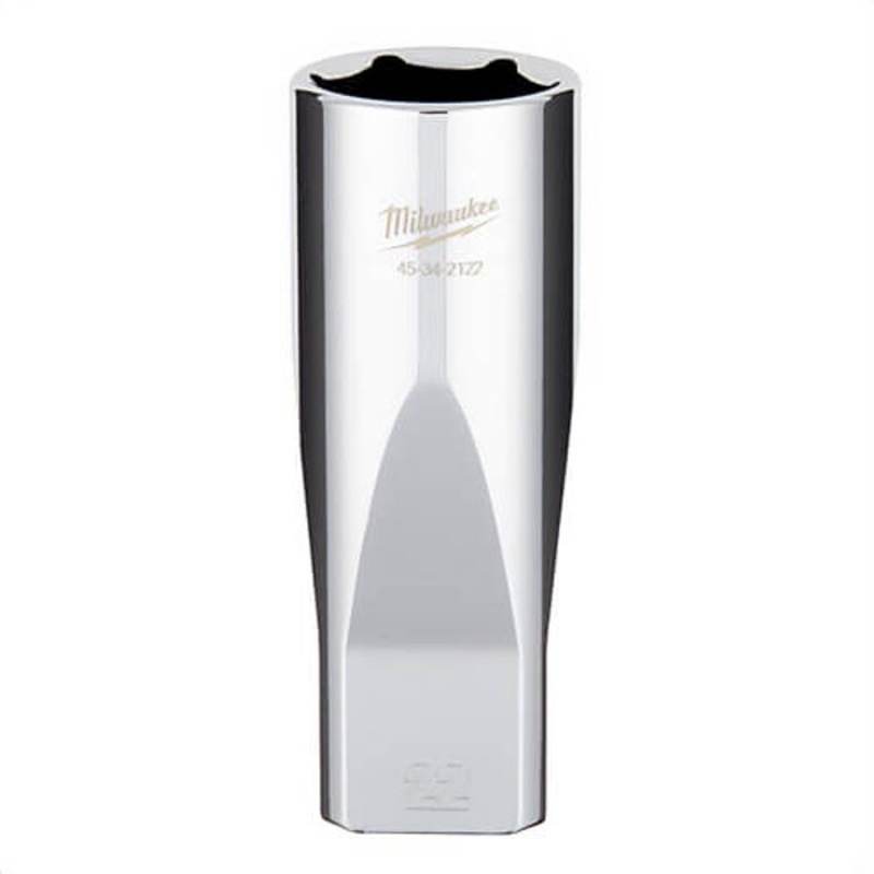 Milwaukee 45-34-2122 Deep Socket, 1/2 in, 22 mm, 6 Points, Polished Chrome