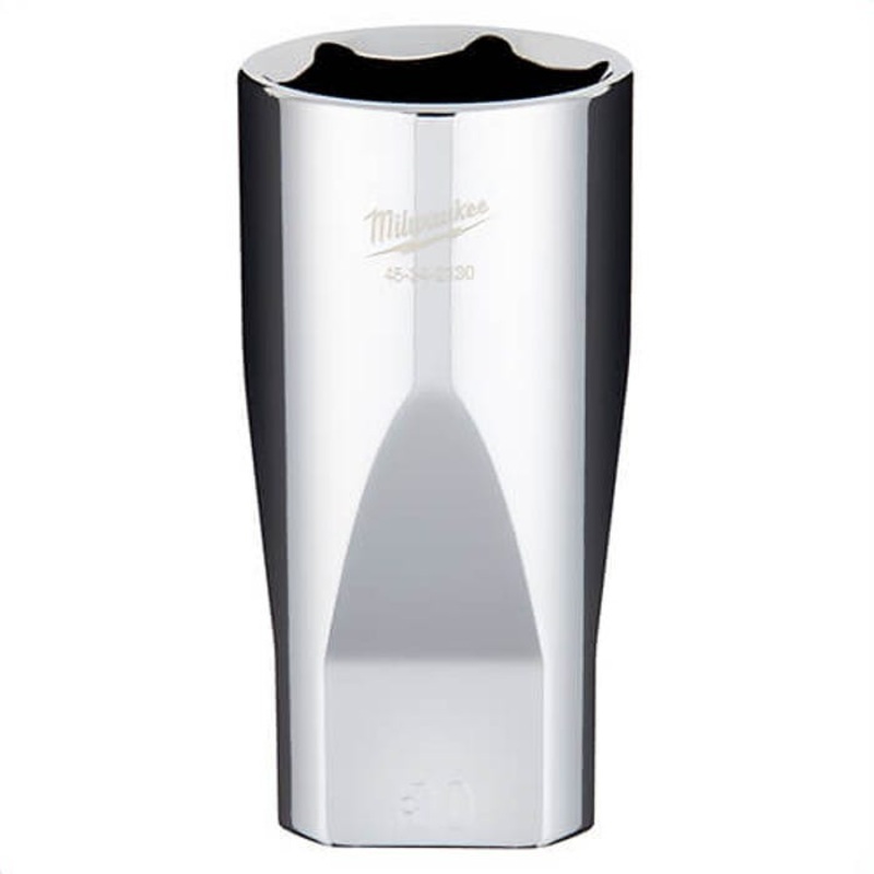 Milwaukee 45-34-2130 Deep Socket, 1/2 in, 30 mm, 6 Points, Polished Chrome