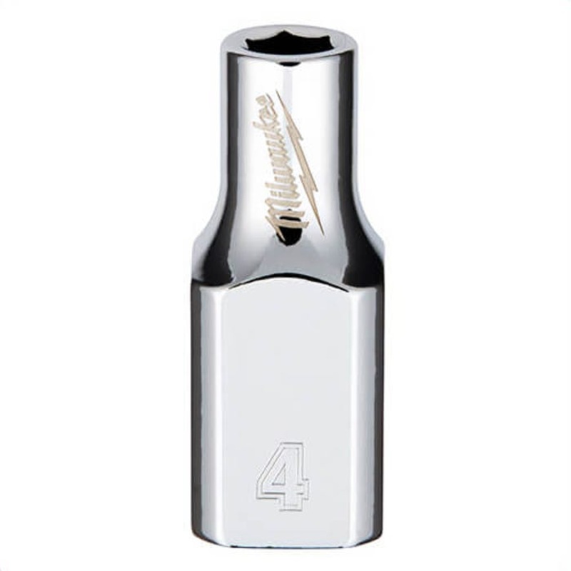 Milwaukee 45-34-4000 Standard Socket, 1/4 in, 4 mm, 6 Points, Polished Chrome