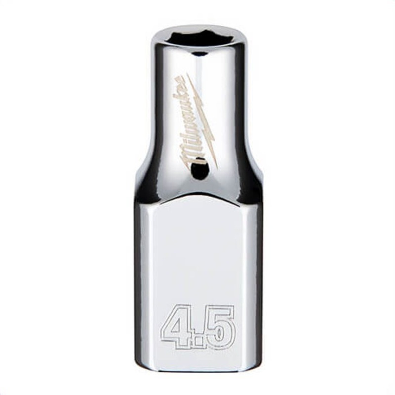 Milwaukee 45-34-4001 Standard Socket, 1/4 in, 4.5 mm, 6 Points, Polished Chrome