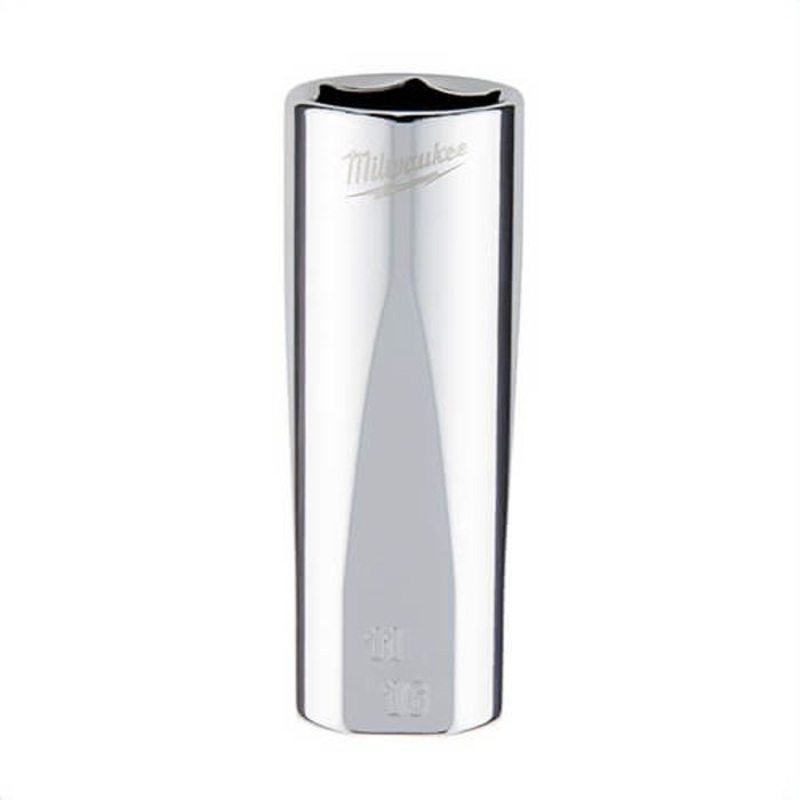 Milwaukee 45-34-6875 Deep Socket, 3/8 in, 11/16 in, 6 Points, Polished Chrome