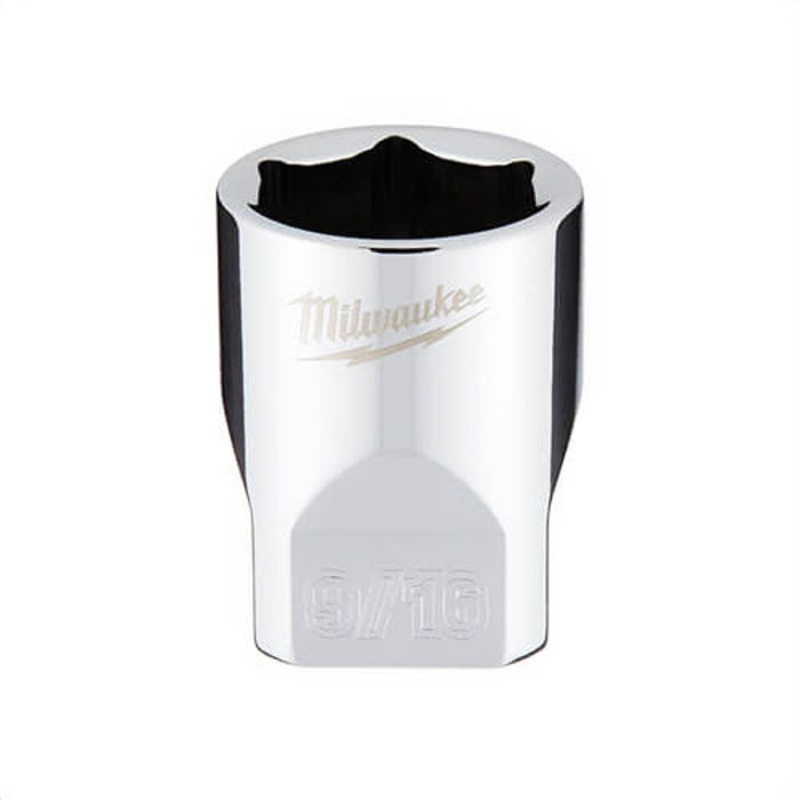 Milwaukee 45-34-9010 Standard Socket, 1/4 in, 9/16 in, 6 Points, Polished Chrome