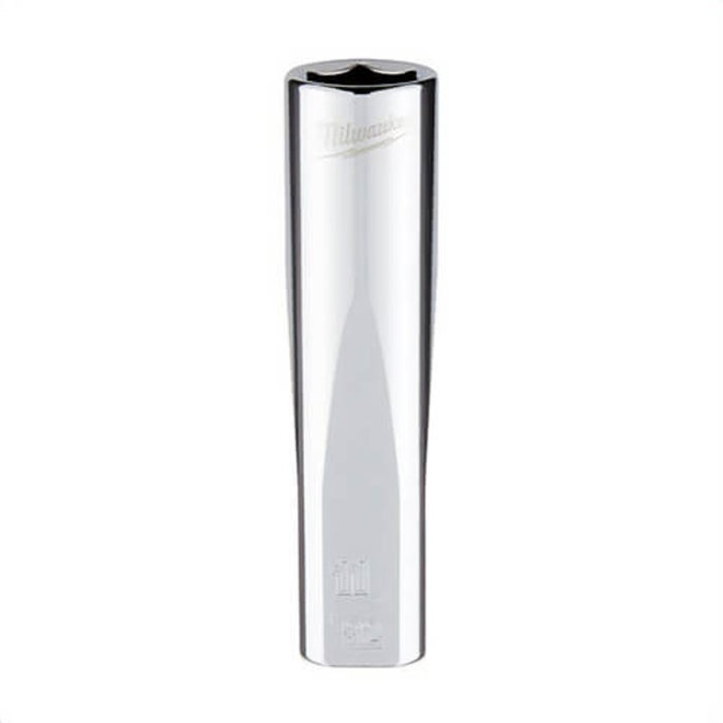 Milwaukee 45-34-9017 Deep Socket, 1/4 in, 11/32 in, 6 Points, Polished Chrome