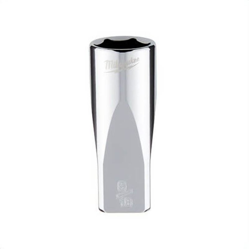 Milwaukee 45-34-9021 Deep Socket, 1/4 in, 9/16 in, 6 Points, Polished Chrome