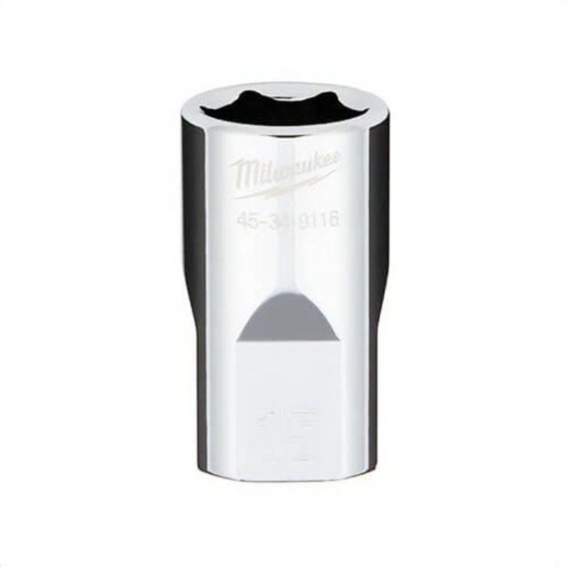 Milwaukee 45-34-9116 Standard Socket with Four Flat Sides, 1/2 in, 15 mm, 6 Points