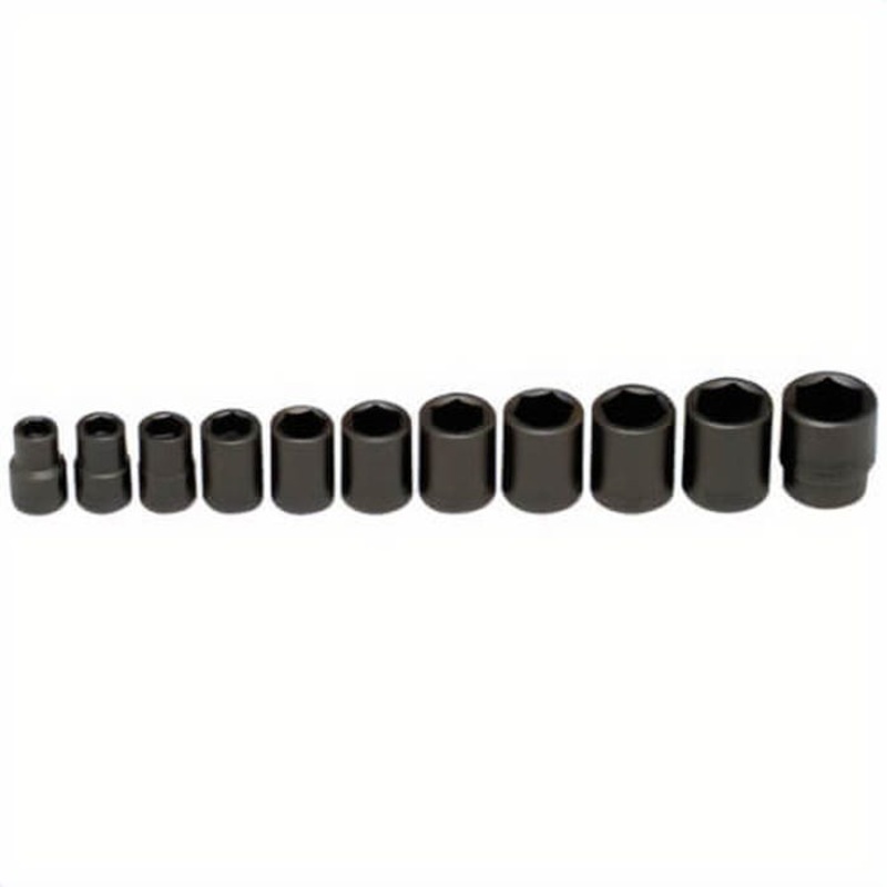 Wright 411 Impact Socket Set, Imperial, 6 Points, 1/2 in Drive, 11 pc, Included Socket Size: 7/16 to 1-1/16 in