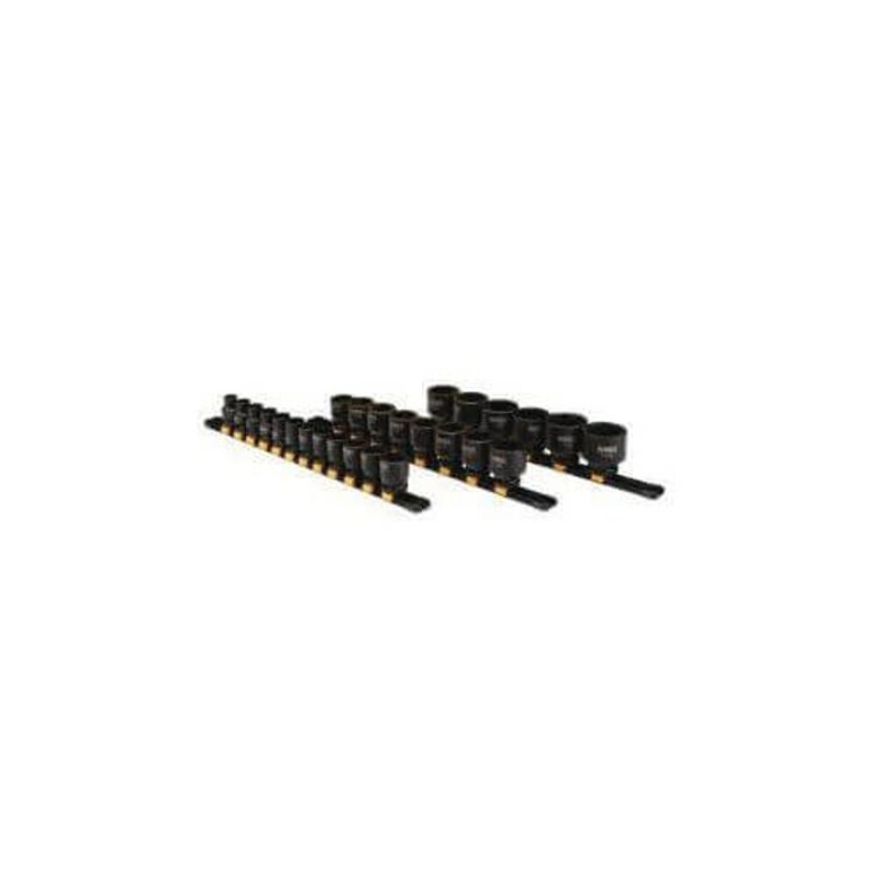 DeWALT DWMT19243 Impact Socket Set, 6 Points, 1/2 in Drive, 26 pc, Included Socket Size: 10 to 36 mm, Clip Rail Container