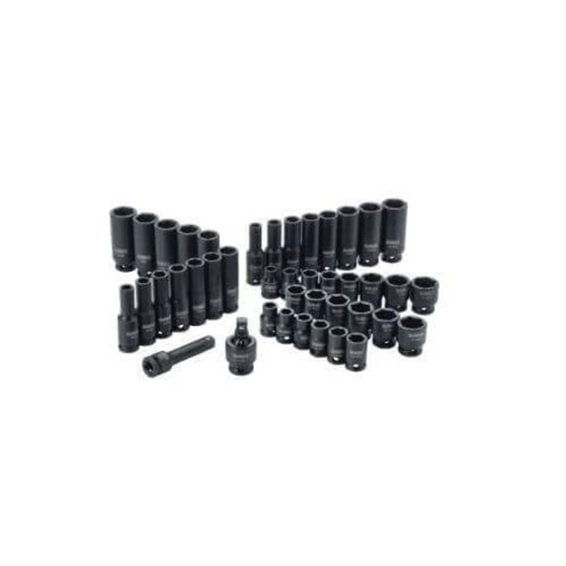 DeWALT DWMT19248 Impact Socket Set, 6 Points, 1/2 in Drive, 42 pc, Included Socket Size: 5/16 to 3/8 in, 8 to 19 mm, Carrying Case Container