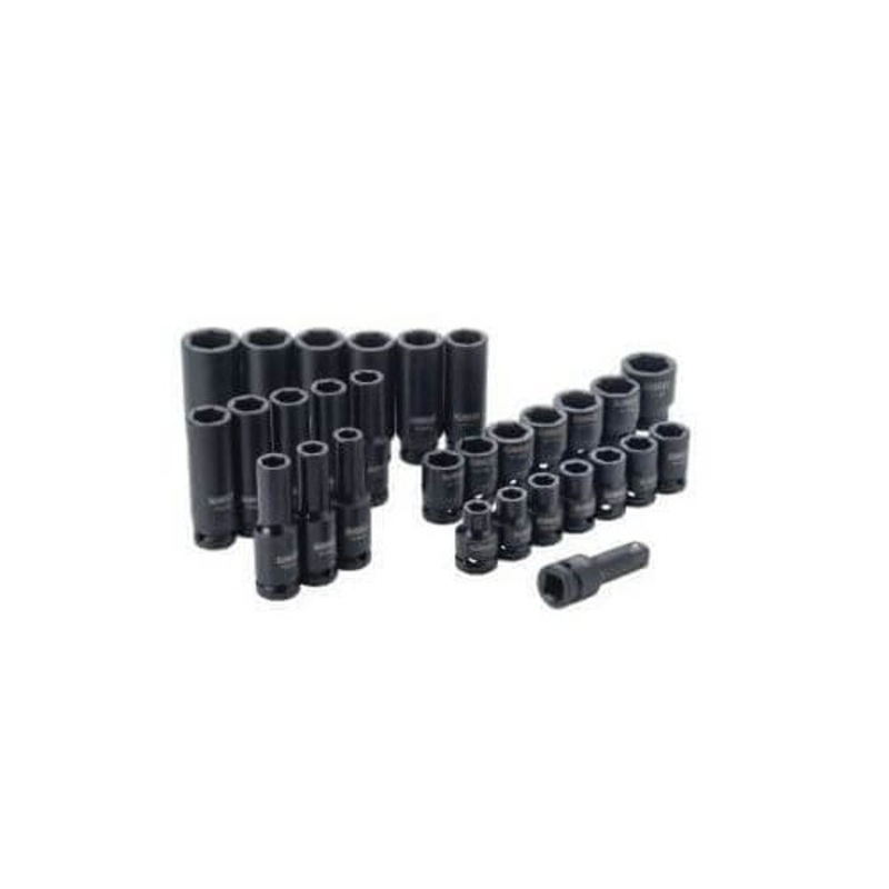 DeWALT DWMT19249 Impact Socket Set, 6 Points, 1/2 in Drive, 30 pc, Included Socket Size: 10 to 24 mm, Carrying Case Container