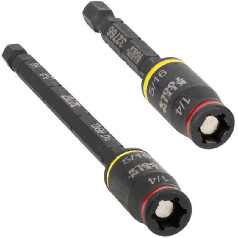 Klein 32768 Impact Flip Socket, 6 Points, 1/4 in Drive, 2 pc, Hex, Included Socket Size: 1/4, 5/16 in