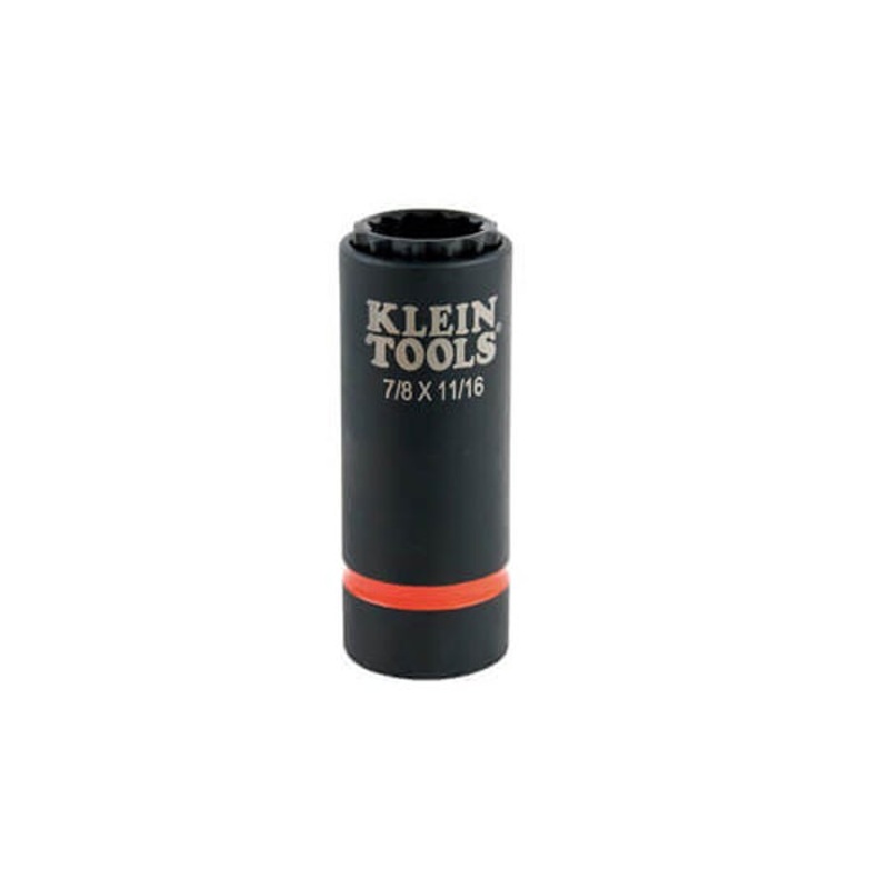 Klein 66014 2-in-1 Single Ended Impact Socket, Cross Hole Style, 1/2 in, 7/8 x 11/16 in Deep Socket, 12 Points