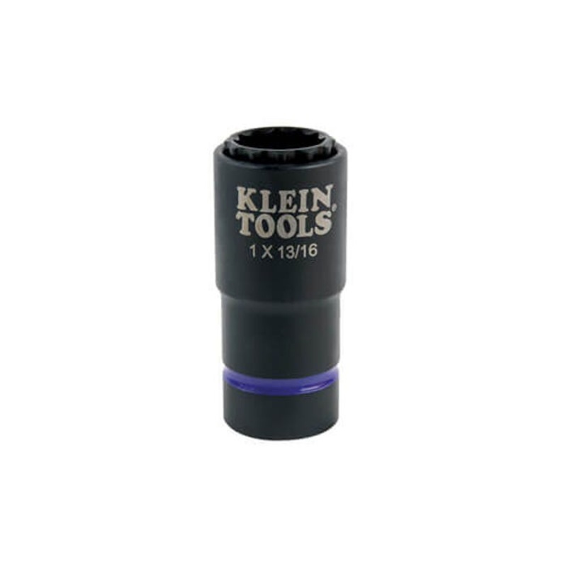 Klein 66015 2-in-1 Single Ended Impact Socket, Cross Hole Style, 1/2 in, 1 x 13/16 in Deep Socket, 6 Points