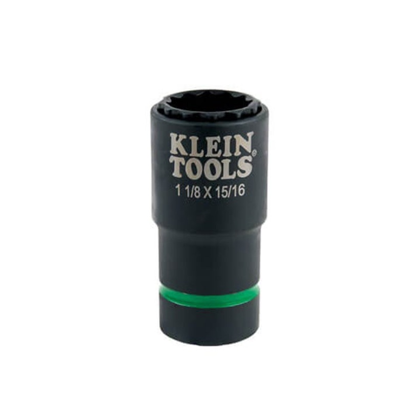 Klein 66016 2-in-1 Single Ended Impact Socket, Cross Hole Style, 1/2 in, 1-1/8 x 15/16 in Deep Socket, 6 Points