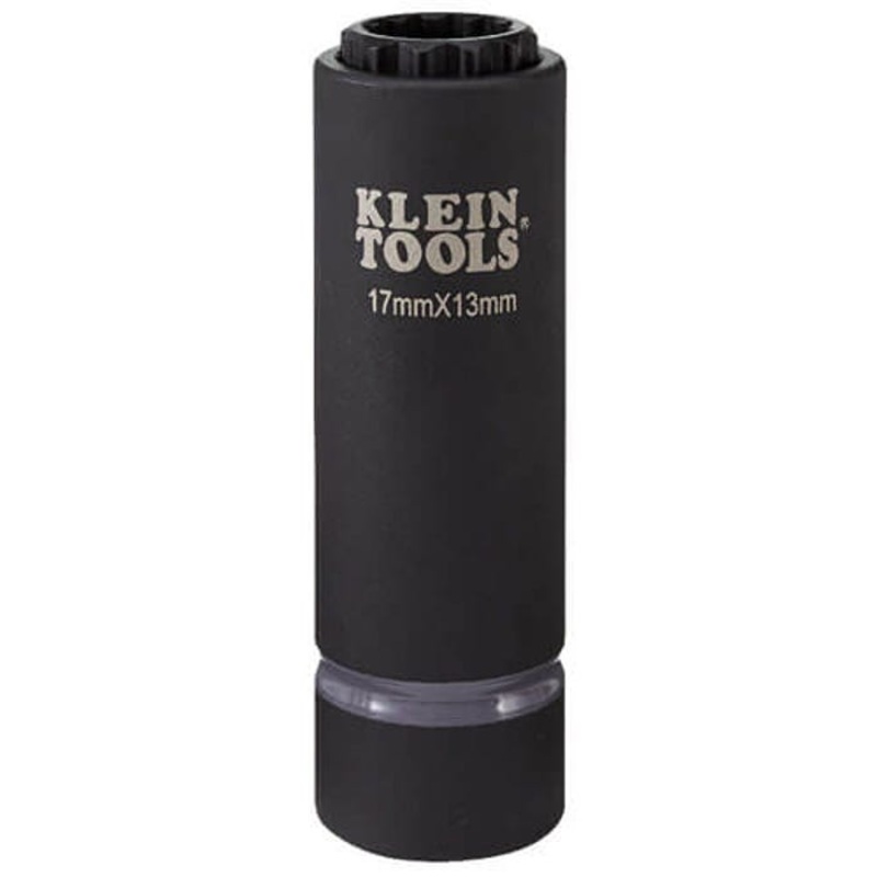 Klein 66051E 2-in-1 Single Ended Impact Socket, Cross Hole Style, 1/2 in, 17 x 13 mm Deep Socket, 12 Points
