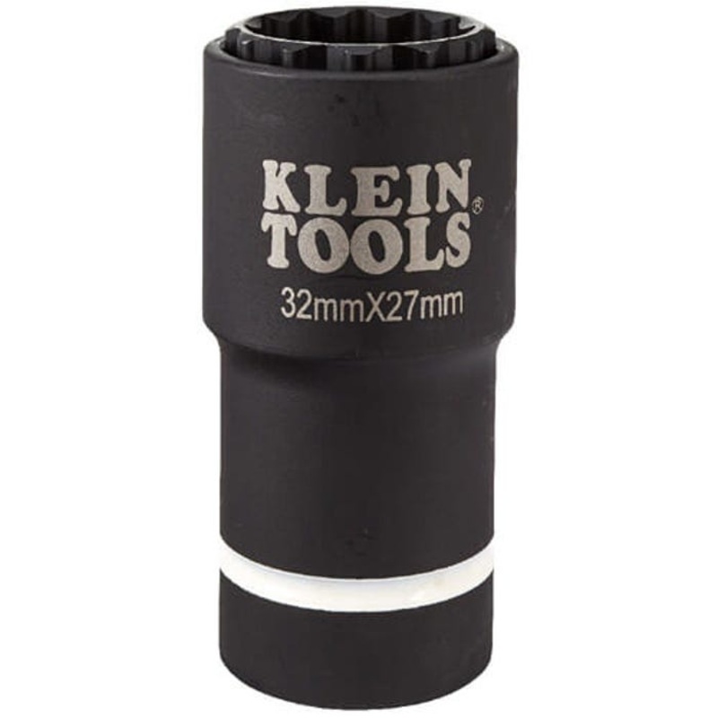 Klein 66054E 2-in-1 Single Ended Impact Socket, Cross Hole Style, 1/2 in, 32 x 27 mm Deep Socket, 12 Points