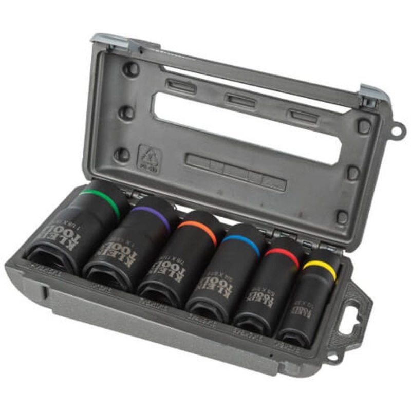 Klein 66060 Socket Set, 6 Points, 1/2 in Drive, 6 pc, Hex