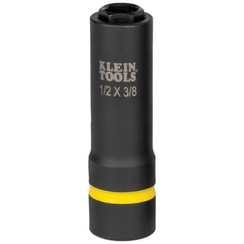 Klein 66061 2-in-1 Impact Socket, Cross Hole Style, 1/2 in Drive Hex Drive, 1/2, 3/8 in Socket Impact Socket, 6 Points