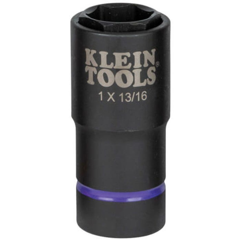 Klein 66065 2-in-1 Impact Socket, Cross Hole Style, 1/2 in Drive Hex Drive, 1, 13/16 in Socket Impact Socket, 6 Points