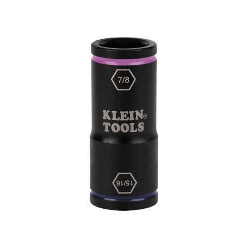 Klein 66073 Flip Impact Socket, 4140 Steel, 6-Point, 15/16 x 7/8 in Socket, 3.25 L x 1.368 H x 1.368 W in