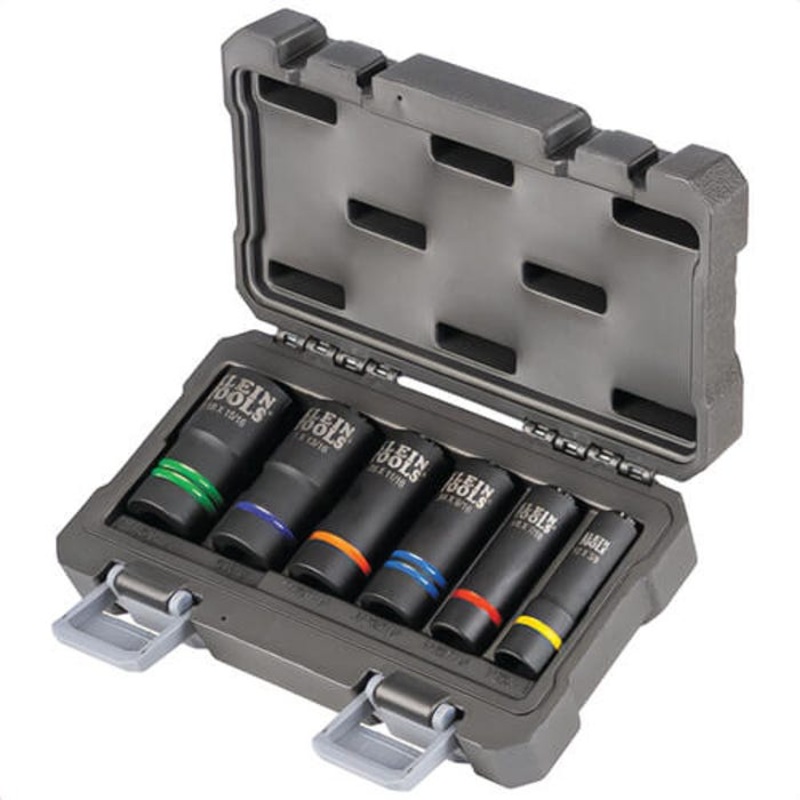 Klein 66090 Slotted Impact Socket 2-In-1 Set, 12-Point, 6 pc
