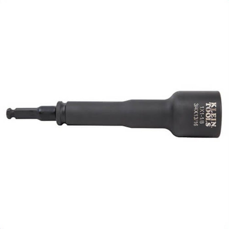 Klein NRHD4 4-in-1 Impact Socket, 7/16 in, 1/2 in Hex x Square Drive, 3/4 in, 13/16 in, 1 in, 1-1/8 in Square Socket, 4 Points