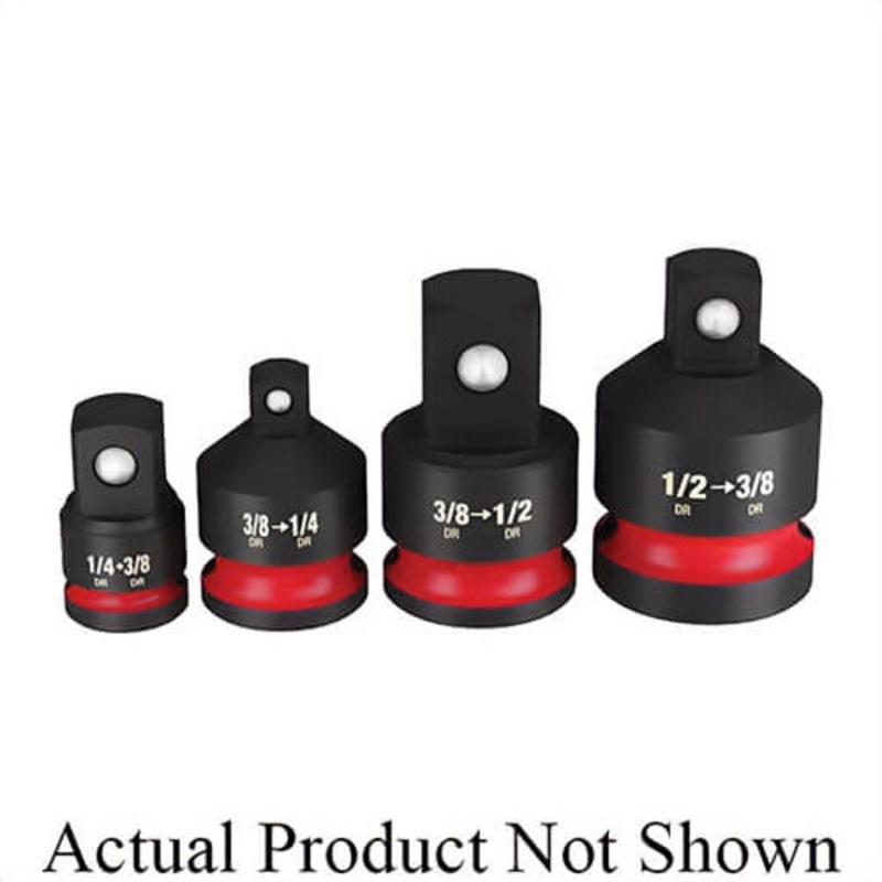 Milwaukee Shockwave Impact Duty 49-66-6726 Dual Hole Socket Adapter, Black Oxide, 1/2 in Male Drive, 3/4 in Female Drive, ASME Specified, Steel