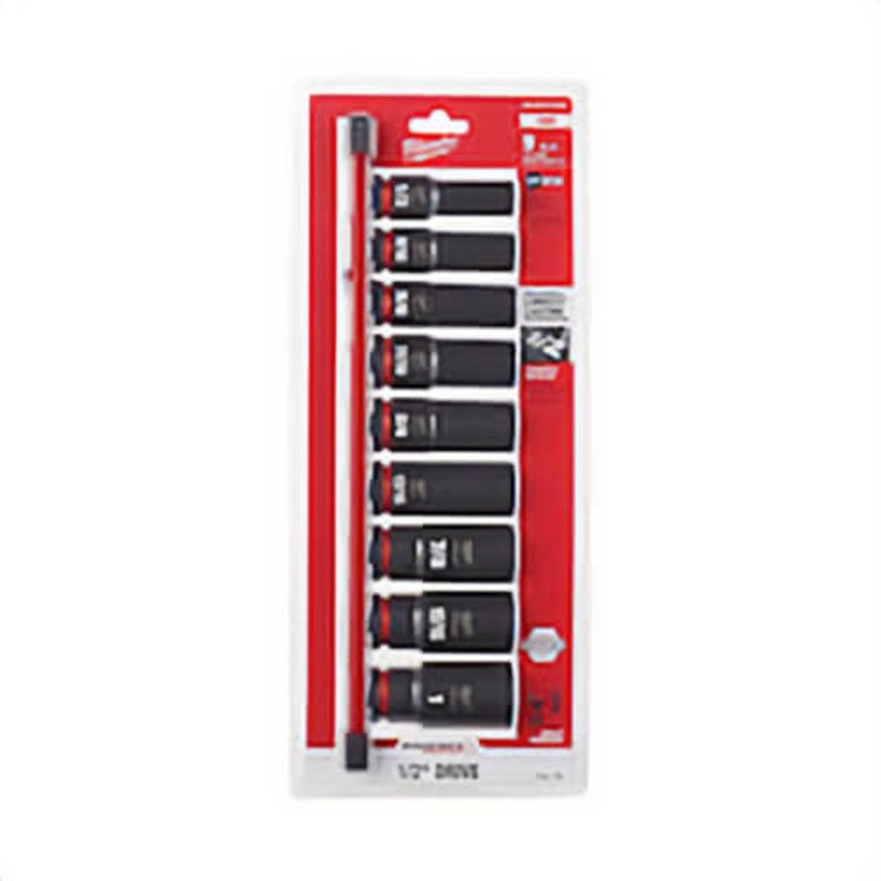 Milwaukee Shockwave Impact Duty 49-66-7022 Deep Socket Set, ASME Specified, 6 Points, 1/2 in Drive, 9 pc, Hex